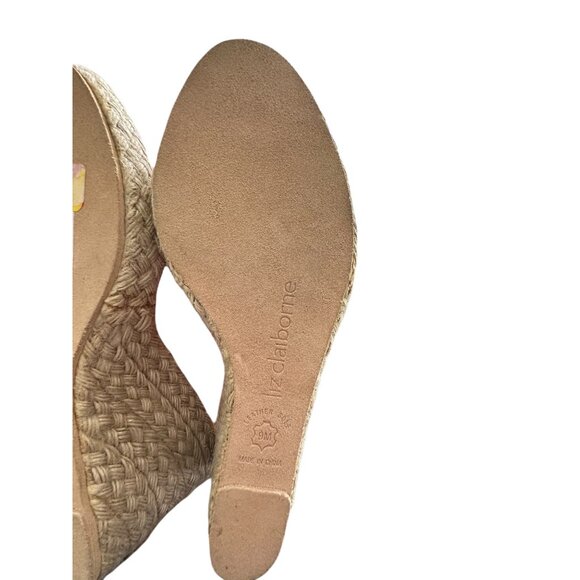 New Liz Claiborne Womens Red Open-Toe Espadrille Wedge Sandals 9M Fabric Upper & - Picture 6 of 7